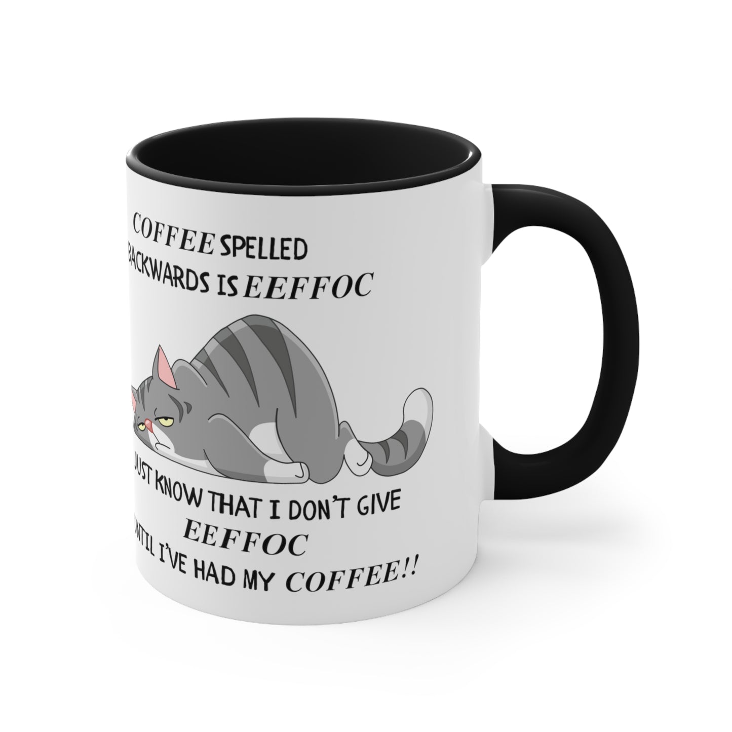 COFFEE SPELLED BACKWARDS Accent Mugs | 15 & 20 OZ SIZE AVAILABLE | GIFTS FOR MOM, DAD, WORK,