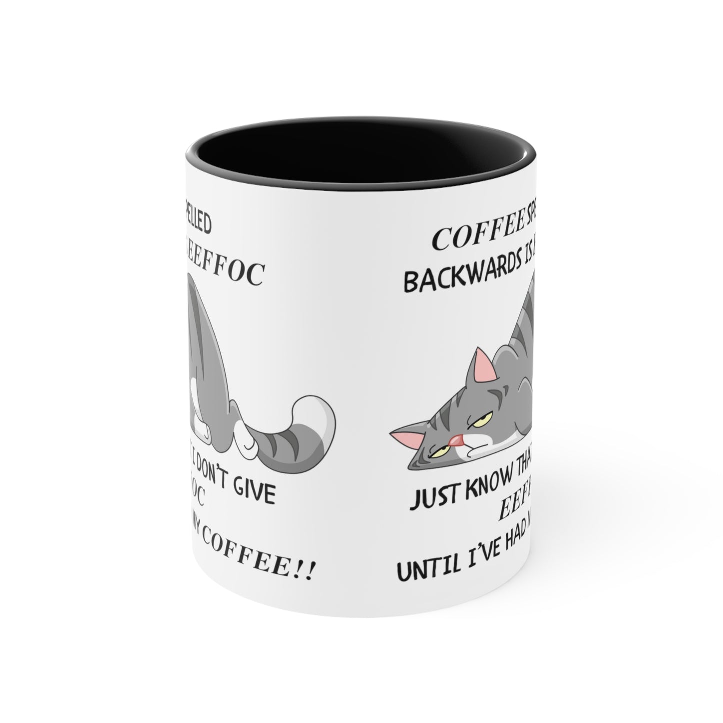 COFFEE SPELLED BACKWARDS Accent Mugs | 15 & 20 OZ SIZE AVAILABLE | GIFTS FOR MOM, DAD, WORK,