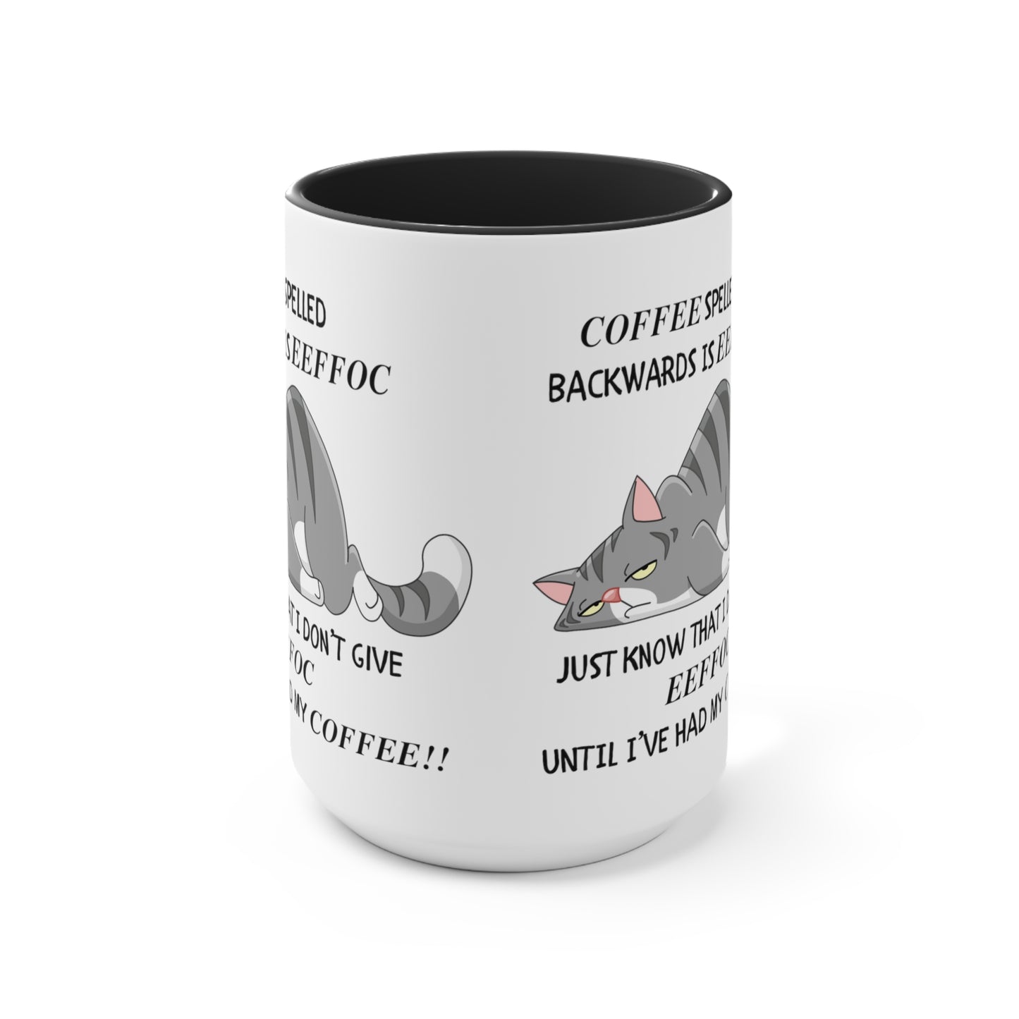 COFFEE SPELLED BACKWARDS Accent Mugs | 15 & 20 OZ SIZE AVAILABLE | GIFTS FOR MOM, DAD, WORK,