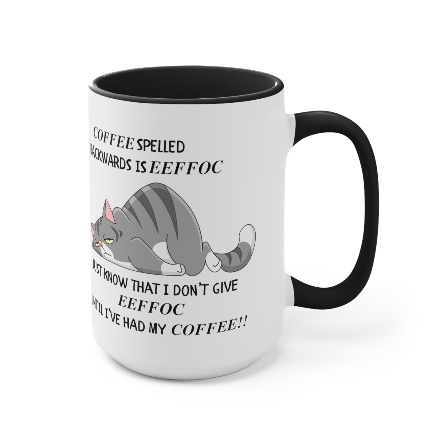 COFFEE SPELLED BACKWARDS Accent Mugs | 15 & 20 OZ SIZE AVAILABLE | GIFTS FOR MOM, DAD, WORK,