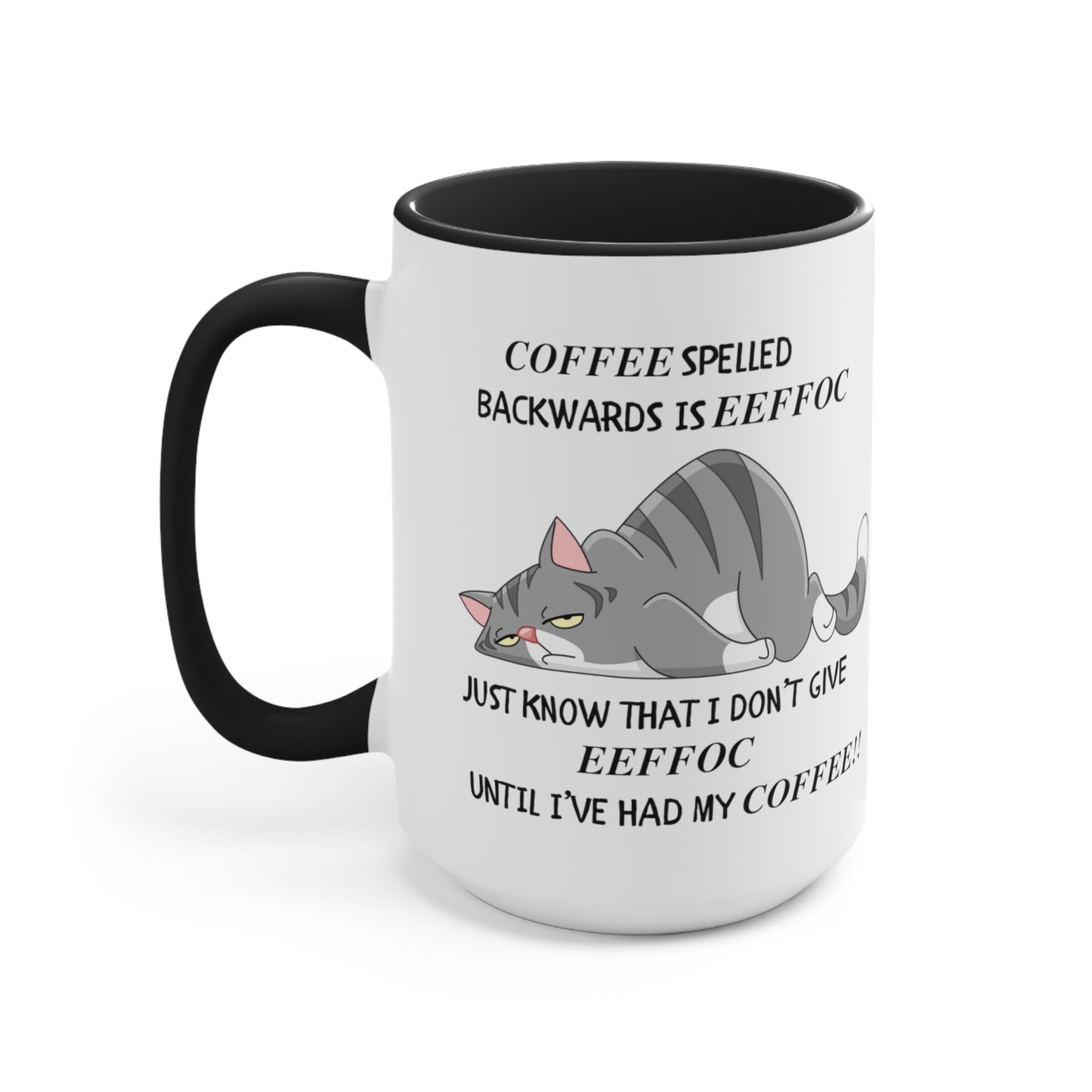 COFFEE SPELLED BACKWARDS Accent Mugs | 15 & 20 OZ SIZE AVAILABLE | GIFTS FOR MOM, DAD, WORK,