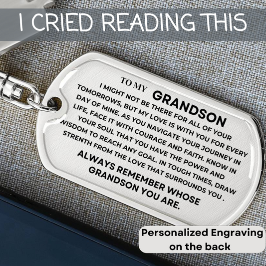 PERSONALIZED GRANDSON DOGTAG KEYCHAIN