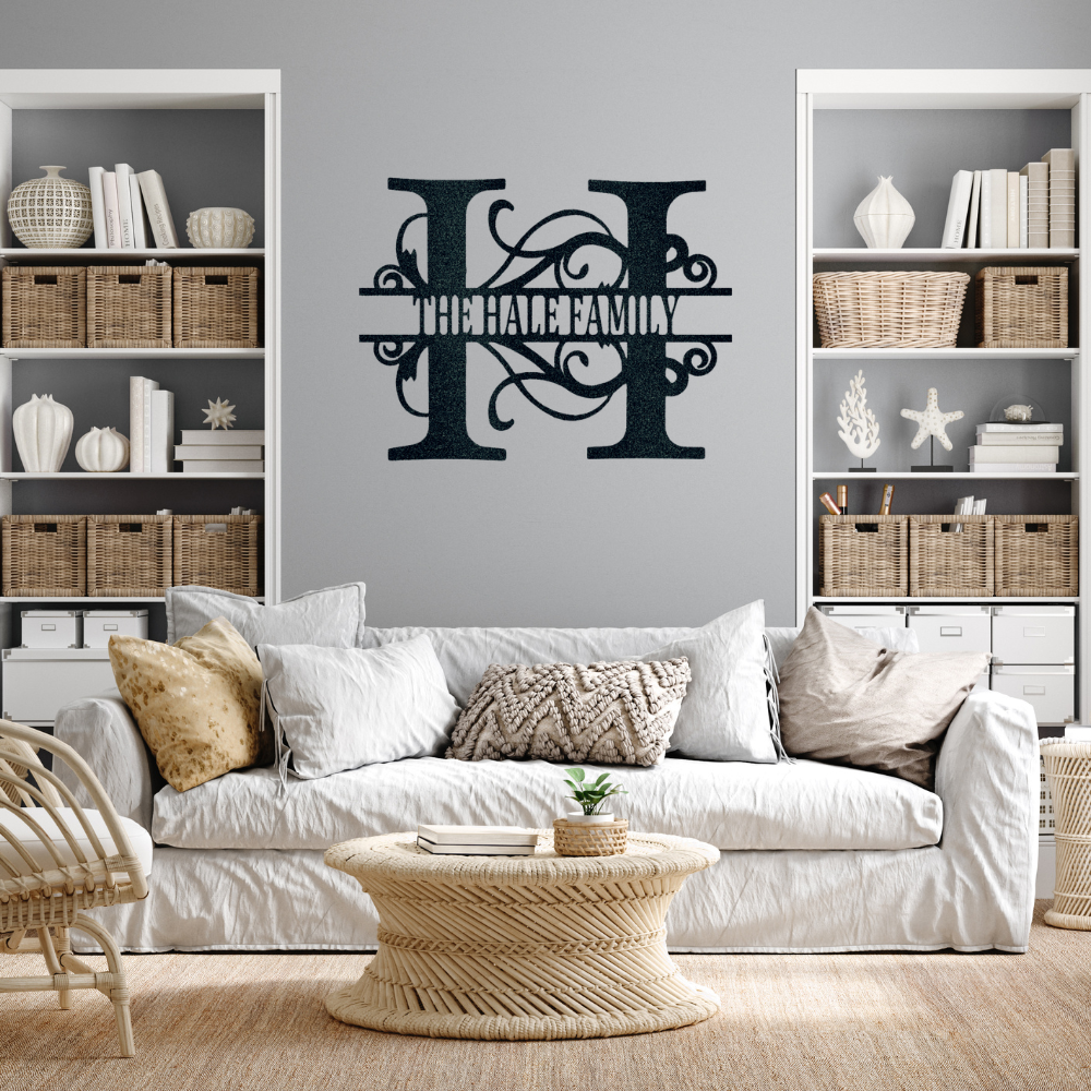 Personalized Split Letter Monogram - Steel Sign